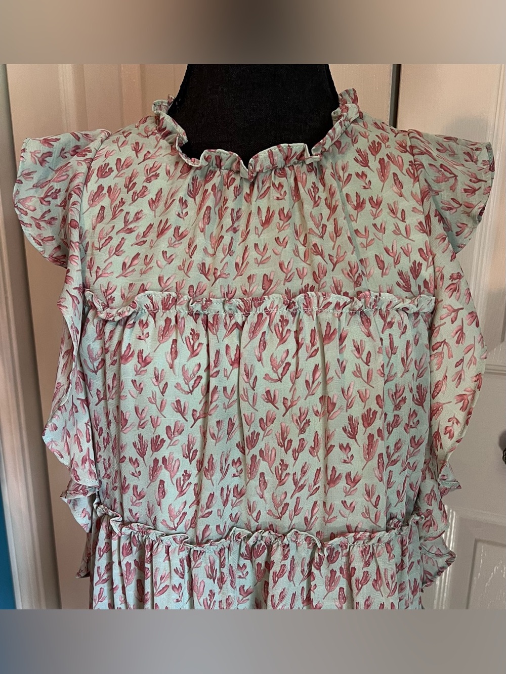 entro Tiered and Lined Tunic with Open Back Cottagecore Size Women’s Medium - Picture 4 of 15